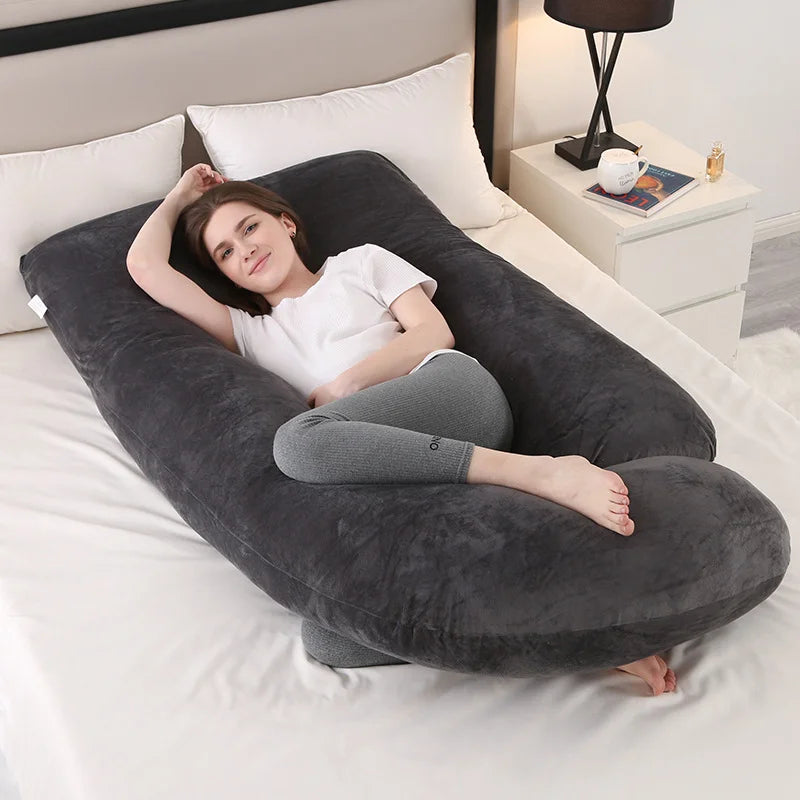 Oreiller de Grossesse XL en Forme de "J" – Le Confort Absolu pour des Nuits Paisibles