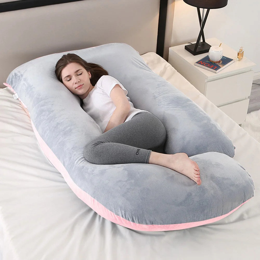 Oreiller de Grossesse XL en Forme de "J" – Le Confort Absolu pour des Nuits Paisibles