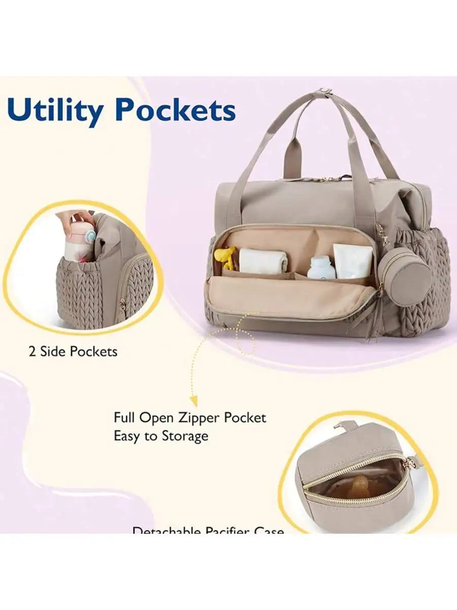 Sac de Maternité "Grand Voyage" – Élégance & Organisation Totale (+ Porte-Sucette Inclus)