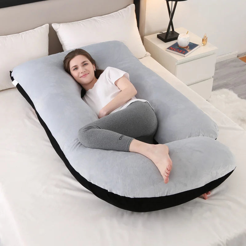 Oreiller de Grossesse XL en Forme de "J" – Le Confort Absolu pour des Nuits Paisibles